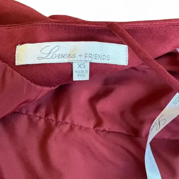 Lovers & Friends Y2K style faux vegan suede brick red mini dress SIze XS - Picture 3 of 5